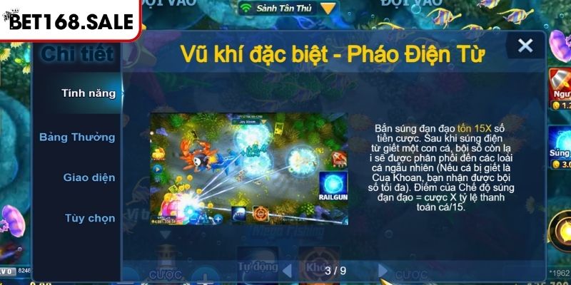 Mega Fishing Bet168 – Hành Trình Săn Kho Báu Huyền Thoại 2 Hệ thống vũ khí đặc biệt trong Mega Fishing Bet168